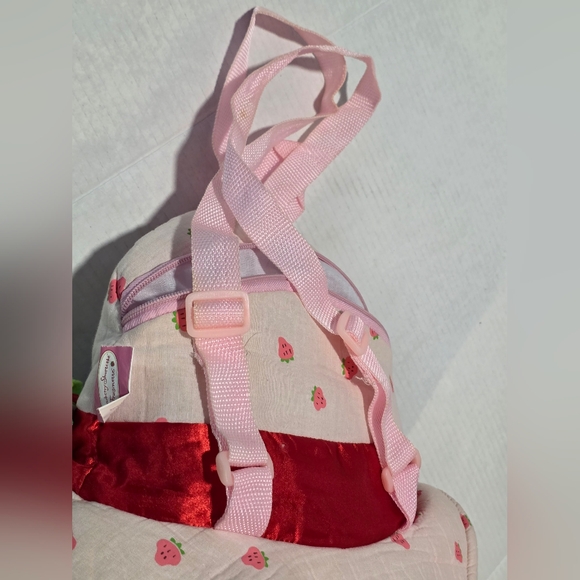 Rare Vintage 2004 Strawberry Shortcake Backpack Head Plush Zip Up Pouch Pink - Picture 8 of 9
